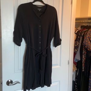 Black button up Frank & Oak knee-length shirt dress